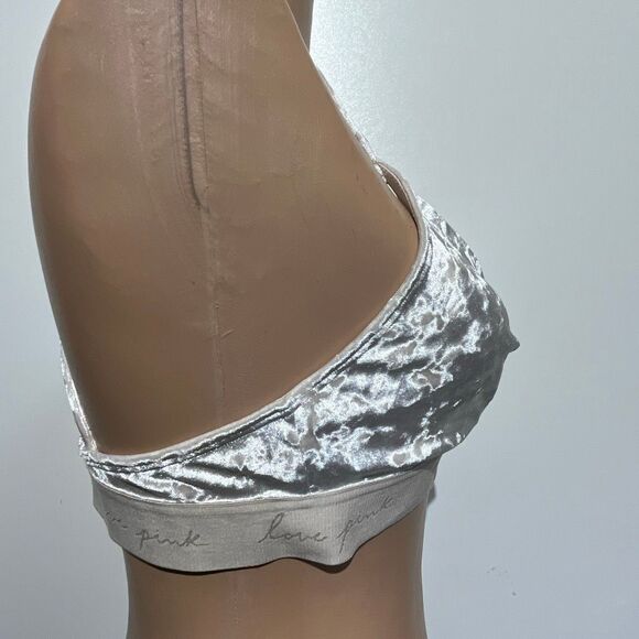 PINK Victoria's Secret Beige Velvet Strappy Back Triangle Brallette Medium - Picture 6 of 9